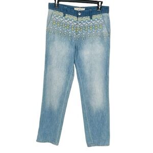 Athe Vanessa Bruno Embroidered faded Wash Jeans